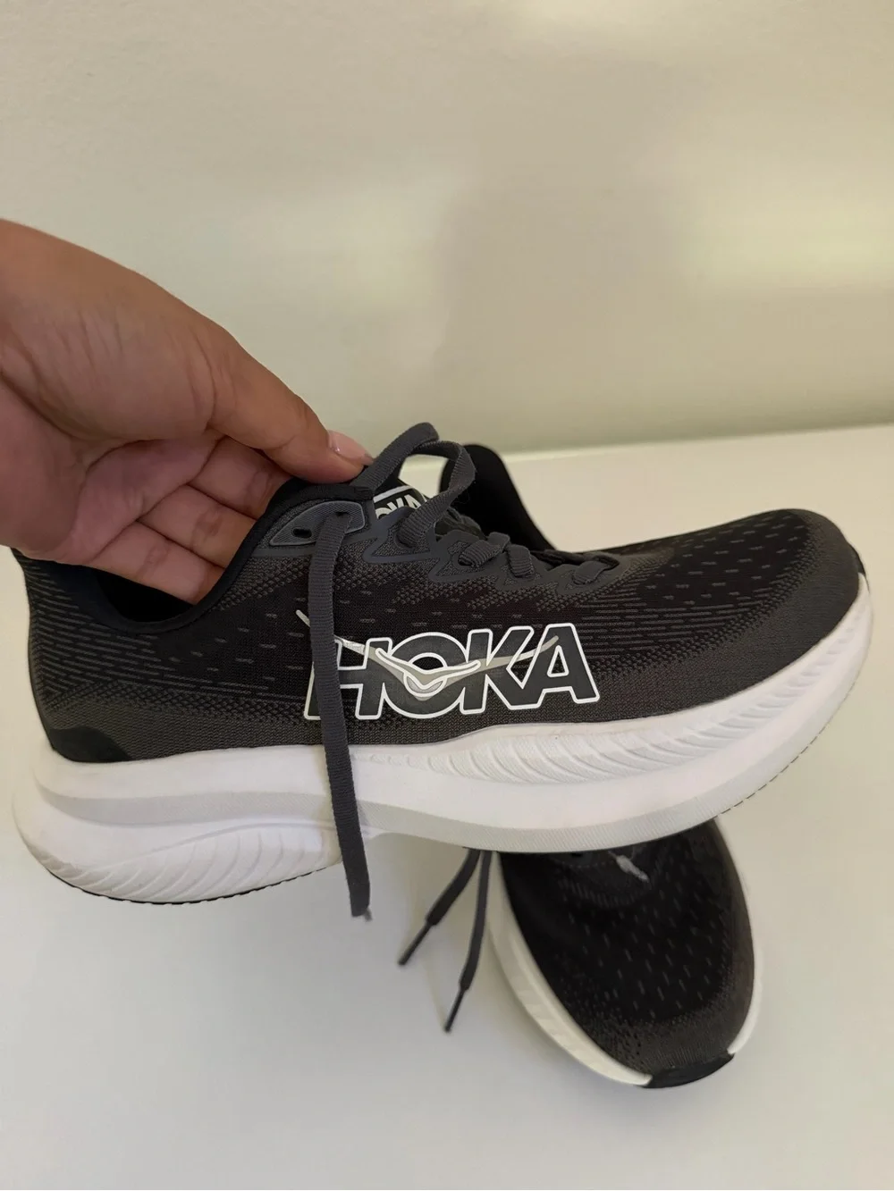 Hoka Women's Mach 6 Black and White Performance Running Shoe